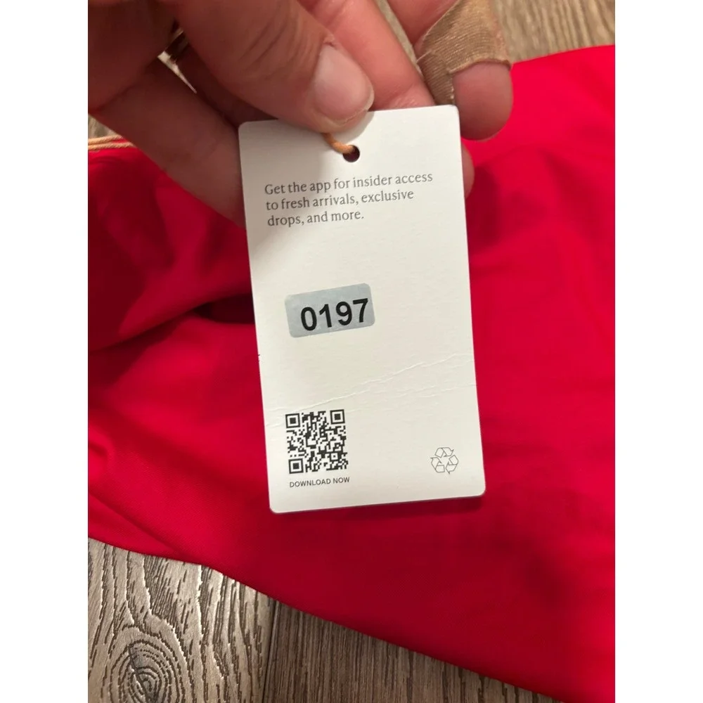 NWT Quince Italian High-Waisted Bikini Bottom Cherry Red, Sz L